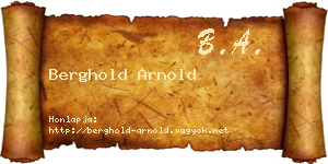 Berghold Arnold névjegykártya